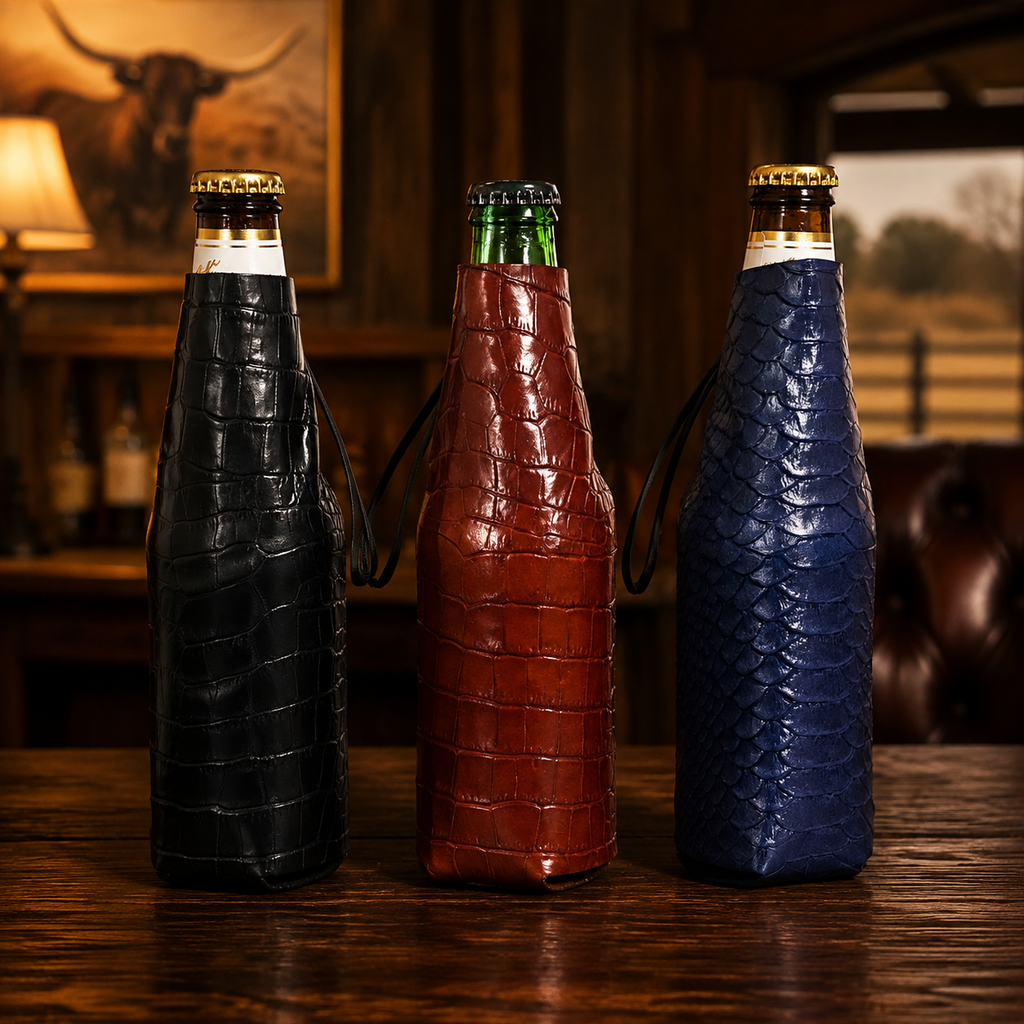 Handmade Leather Koozie-Exotic Leather