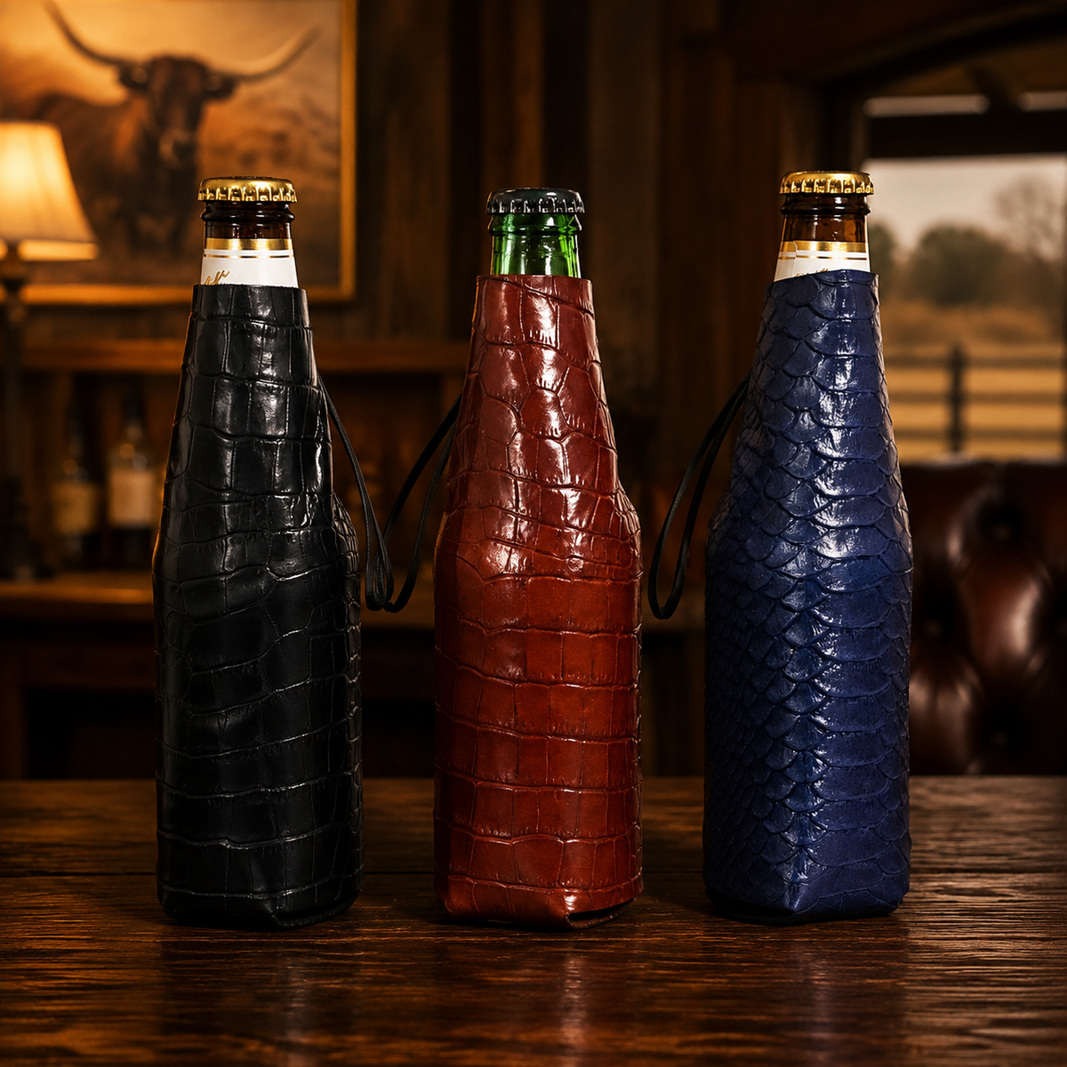 Handmade Leather Koozie-Exotic Leather